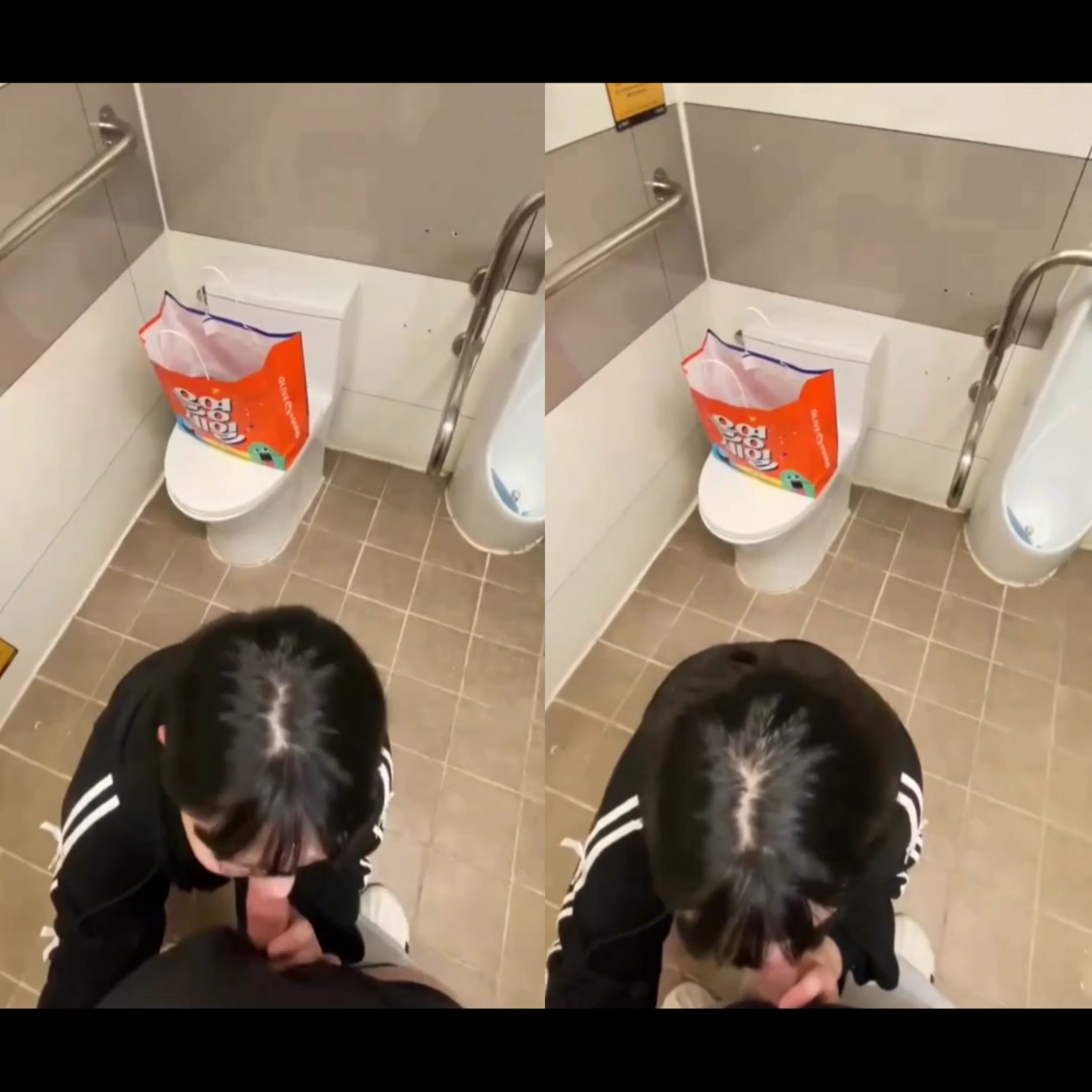 Nứng cặc lôi bạn thân bắt em bú cu trong toilet trường