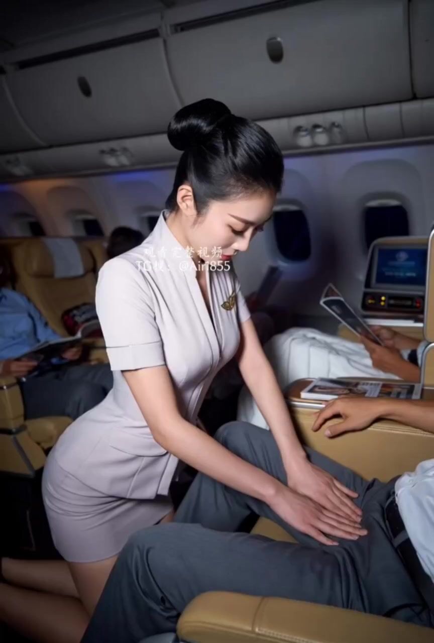 Clip sex AI em tiếp viên hàng không vú bự xinh đẹp phục vụ khách hạng VIP chu đáo