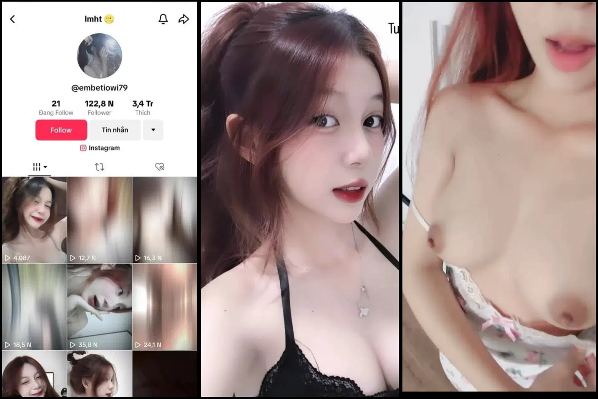 [Hot] Hot Tiktoker Lê Mai Huyền Trân 2k3 Cần Thơ hơn 121k FL lộ clip nóng show vú căng đét ưỡn ẹo dâm đĩ vkl